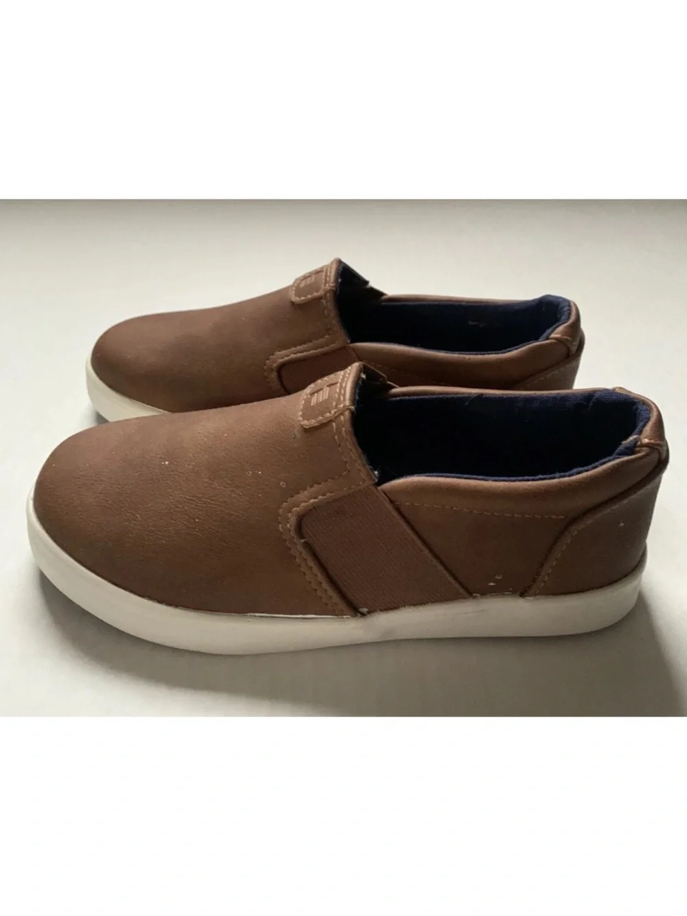 LONDON FOG Boys Sz 13 Brown Bakewell Faux Leather Slip On Casual Shoes